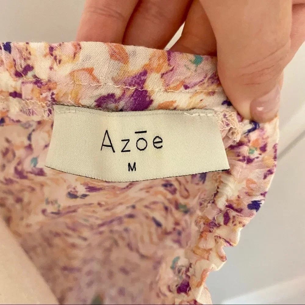 Azoe Floral Square Neck Tie Blouse - Picture 6 of 9